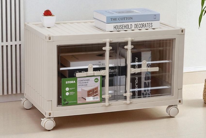 STORA Kotak Penyimpanan Lipat Krem Ivory edited